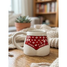 Palto Tasarım Xoxo Bikinili El Yapımı Beyaz Parlak Popo Kupa - El Işçiliği Hediyelik Kupa Bardak Mug