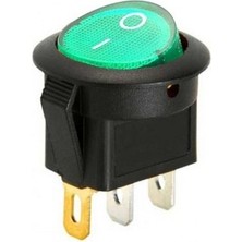 Diyotlab Yuvarlak Işıklı Anahtar Yeşil 12V 3p