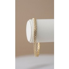 Altın Kaplama V Formlu Chevron Model Ayarlanabilir Çelik Bileklik