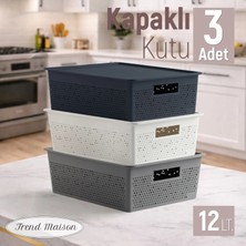 Trend Maison Çok Amaçlı Düzenleyici Organizer 12 L. Plastik Kapaklı Saklama Kutusu