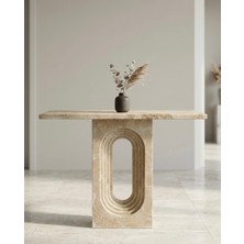 Premium Doğal Traverten Ark Dresuar - %100 Gerçek Taş Tasarım Konsol 100X80