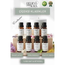 Believe Your Aura Çiçek Esans Seti - %100 Saf & Bitkisel Buhurdanlık ve Difizör 8'li Uçucu Yağ Esans Seti - 8X10 ml