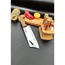 SürLaz Paslanmaz Çelik El Yapımı Kamp Outdoor Bıçağı Satırı 1 Adet Kahverengi Kılıf Hediyeli