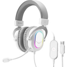 Pucutun Fifine Ampligame H6W Beyaz Mikrofonlu Oyuncu Kulaklığı USB Bağlantılı Standart Özellikli 7.1 Kanal