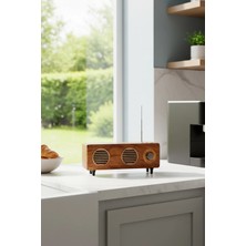 Onetick Ahşap Görünümlü Retro Müzik Çalar Bluetooth Hoparlörlü Şarjlı Fm Radyo