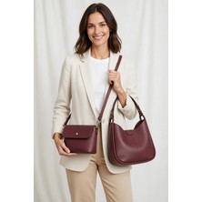 Jacquline CLIM592-1C Kadın Ikili Omuz Çantası Bordo