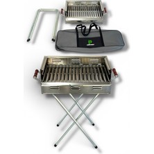 Pratikoutdoor Paslanmaz Çelikten Katlanır Ayaklı ve 3 Kademeli Mangal 40X25X50CM Çantalı