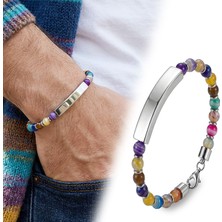 Fm 💎 Premium Çakra Doğaltaş Beyaz İsim Yazılabilir Çelik Zincir Bileklik 31832B29D13  -  23 cm