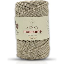 Sensy 5 mm Simli Polyester Makrome İpi Sütlü Kahve Renk 400 gr Katı Formda İplik