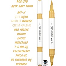 Art-X Çift Uçlu Akrilik Marker Çizim Kalemi Her Yüzeye Uygun Kalıcı Mürekkep 1-6 mm Uç Kalınlıkları