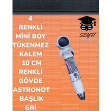 Seyfi Kırtasiye 4 Renkli Mini Boy Tükenmez Kalem 10 cm Renkli Gövde Astronot Başlık