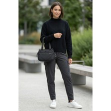 Ayakkabı Fuarı Elit SNMSI-6028T Kadın Suya Dayanıklı Omuz Çantası Siyah