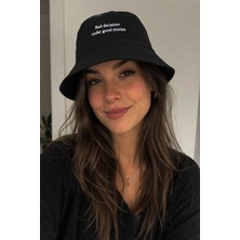 SF Collection Unisex Siyah Basic Yazı Baskılı Yazlık Bucket Kova Şapka