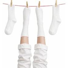Solde Socks 🤍 Solde Unisex 2 Çift Beyaz Crew Spor Çorap Ribana Detay (Deneme Paketi) 🧦