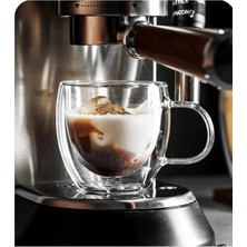 250 ml Çift Çidarlı Isıya Dayanıklı Ev Ofis Fincan Cam Bardak