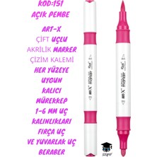 Art-X Çift Uçlu Akrilik Marker Çizim Kalemi Her Yüzeye Uygun Kalıcı Mürekkep 1-6 mm Uç Kalınlıkları