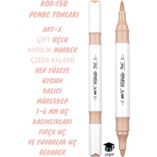 Art-X Çift Uçlu Akrilik Marker Çizim Kalemi Her Yüzeye Uygun Kalıcı Mürekkep 1-6 mm Uç Kalınlıkları