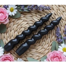 Drn Siyah Renkli Spiral, Burgulu Pinterest Model Şamdan Mum 2' Li Set