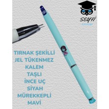 Seyfi Kırtasiye Tırnak Şekilli Jel Tükenmez Kalem Taşlı Inc Uç Siyah Mürekkepli