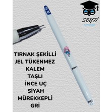 Seyfi Kırtasiye Tırnak Şekilli Jel Tükenmez Kalem Taşlı Inc Uç Siyah Mürekkepli