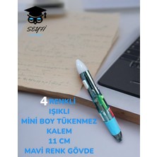 Seyfi Kırtasiye 4 Renkli Işıklı Mini Boy Tükenmez Kalem 11 cm Renkli Gövde