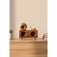 Onetick Klasik Retro Ahşap Tasarım Bluetooth Hoparlör - Şarjlı Ses Bombası | Fm Radyo & Tf Kart Destekli