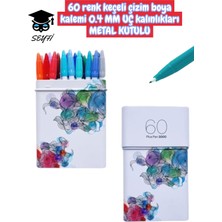 Monami 60 Renk Keçeli Çizim Boya Kalemi 0.4 mm Uç Kalınlıkları Metal Kutulu