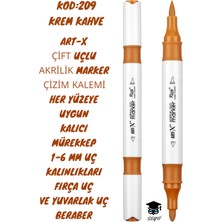 Art-X Çift Uçlu Akrilik Marker Çizim Kalemi Her Yüzeye Uygun Kalıcı Mürekkep 1-6 mm Uç Kalınlıkları