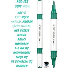 Art-X Çift Uçlu Akrilik Marker Çizim Kalemi Her Yüzeye Uygun Kalıcı Mürekkep 1-6 mm Uç Kalınlıkları