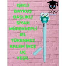 Seyfi Kırtasiye Işıklı Baykuş Başlıklı Siyah Mürekkepli Jel Tükenmez Kalem Ince Uç