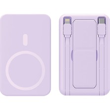 Avcı Teknoloji Market 10000 Mah Kablosuz Şarjlı Powerbank Standlı Taşınabilir Magsafe Hızlı Şarj Cihazı