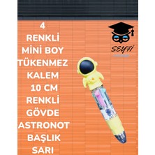 Seyfi Kırtasiye 4 Renkli Mini Boy Tükenmez Kalem 10 cm Renkli Gövde Astronot Başlık