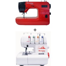 dm dikişmarket Moonstar 2200 Ev Tipi Dikiş Makinası  & Moonstar 320 Ev Tipi Overlok Makinası 2li set