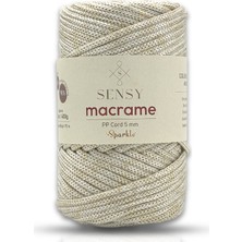 Sensy Simli 5 mm Polyester Makrome Ipi 400 gr Ekru Supla Ip ve Çanta Ipliği