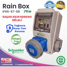 MTSevcharger 7.4 Kw İP66 Schneıder 3*32 Monofaze Tesla Mavi Adaptör Uyumlu Kaçak Akım Roleli Taşınabilir Elektrikli Araç Şarj Cihazı Yağmura Dayanıklı Halojen Free Yanmaz Kombinasyon Kutusu  7kw