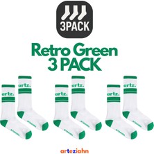 Arteziahn Retro Green 3pack - Siyah 3'lü Unisex Spor & Lifestyle Havlu Taban Çorap Seti