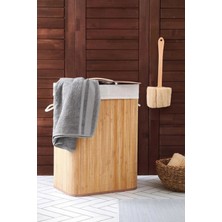 Katlanabilir Bambu Çamaşır Kirli Sepeti 41X31X50