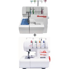 dm dikişmarket Moonstar 320 Ev Tipi Overlok Makinası & Moonstar Ev tipi 3 ip Reçme Makinası 2li set
