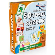 Bunbaza Çocuk Zeka Kartları Temel Sözcükler 12 Ay+ Eğitici Flash Kart 25 Kart 50 Görsel