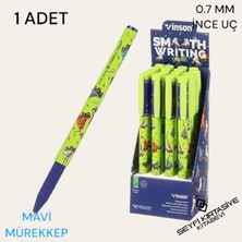 Seyfi Kırtasiye Desenli Gövde Jel Tükenmez Kalem Mavi Mürekkep 0.7 mm Iğne Uç Inceliği