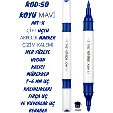 Art-X Çift Uçlu Akrilik Marker Çizim Kalemi Her Yüzeye Uygun Kalıcı Mürekkep 1-6 mm Uç Kalınlıkları