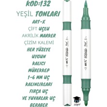 Art-X Çift Uçlu Akrilik Marker Çizim Kalemi Her Yüzeye Uygun Kalıcı Mürekkep 1-6 mm Uç Kalınlıkları