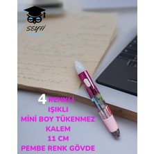Seyfi Kırtasiye 4 Renkli Işıklı Mini Boy Tükenmez Kalem 11 cm Renkli Gövde