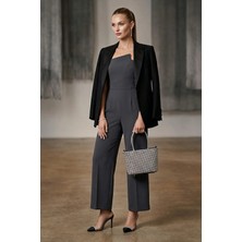 Ayakkabı Fuarı Elit PM37717 Kadın Taşlı Abiye Çanta Gümüş