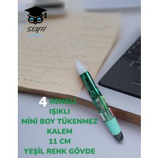 Seyfi Kırtasiye 4 Renkli Işıklı Mini Boy Tükenmez Kalem 11 cm Renkli Gövde