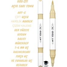 Art-X Çift Uçlu Akrilik Marker Çizim Kalemi Her Yüzeye Uygun Kalıcı Mürekkep 1-6 mm Uç Kalınlıkları