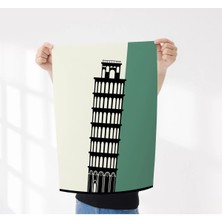 Rosaart Pisa Kulesi Silüeti, Çerçevesiz Poster, Modern Minimal Dekoratif Duvar Posteri-Dijital Baskı