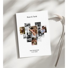 Rosaart Kişiye Özel 10 Fotoğraflı Kalp Kolajlı Çerçevesiz Poster | Sevgiliye Yıldönümüne Hediye Poster