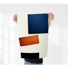 Rosaart Çerçevesiz Poster - Modern Soyut Geometrik Tasarım Poster-Turuncu Lacivert Duvar Dekoru