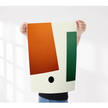 Rosaart Çerçevesiz Poster - Modern Soyut Geometrik Tasarım Poster-Turuncu Yeşil Duvar Dekoru